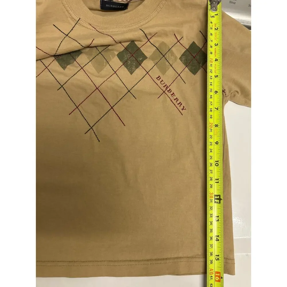Burberry argyle stitch toddler size 4 long sleeve tan shirt 100% cotton